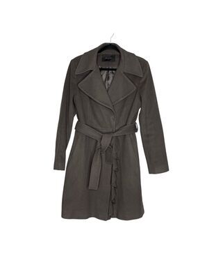 Tahari 100% Wool Dark Olive Green Tusk Mid Length Coat, size 6